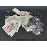 A small collection of world and UK coinage, George II onwards including very small silver content,