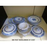 A collection of blue and white Nankin china by Booths to include dinner plates, tureens,