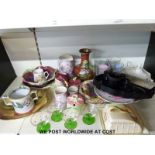 A collection of ceramics including Royal Winton signed fruit dish, graduated jugs, saladware,