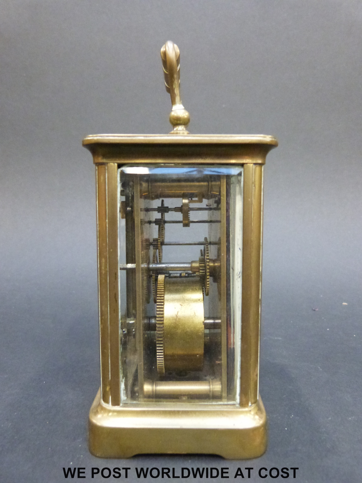 A brass carriage clock in corniche style case no. - Image 3 of 6