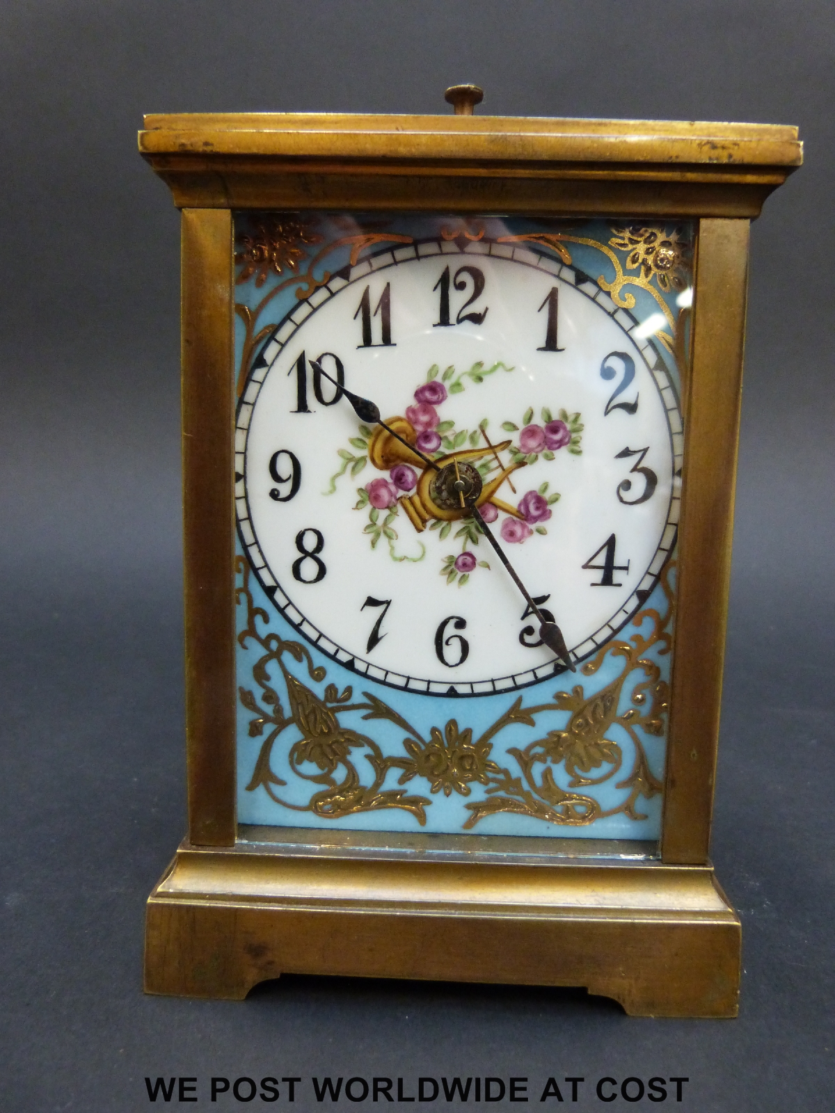 An 8-day carriage clock striking on a gong, with hourly repeat facility,