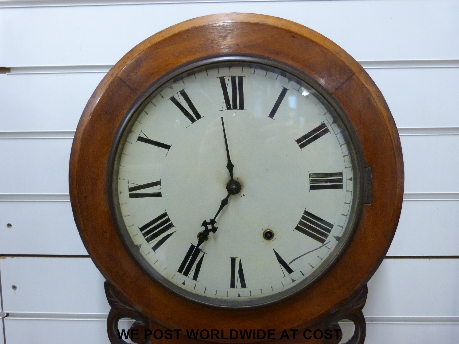 A mid to late 19thC drop dial wall clock, the two train spring driven movement by Ansonia, - Image 2 of 3