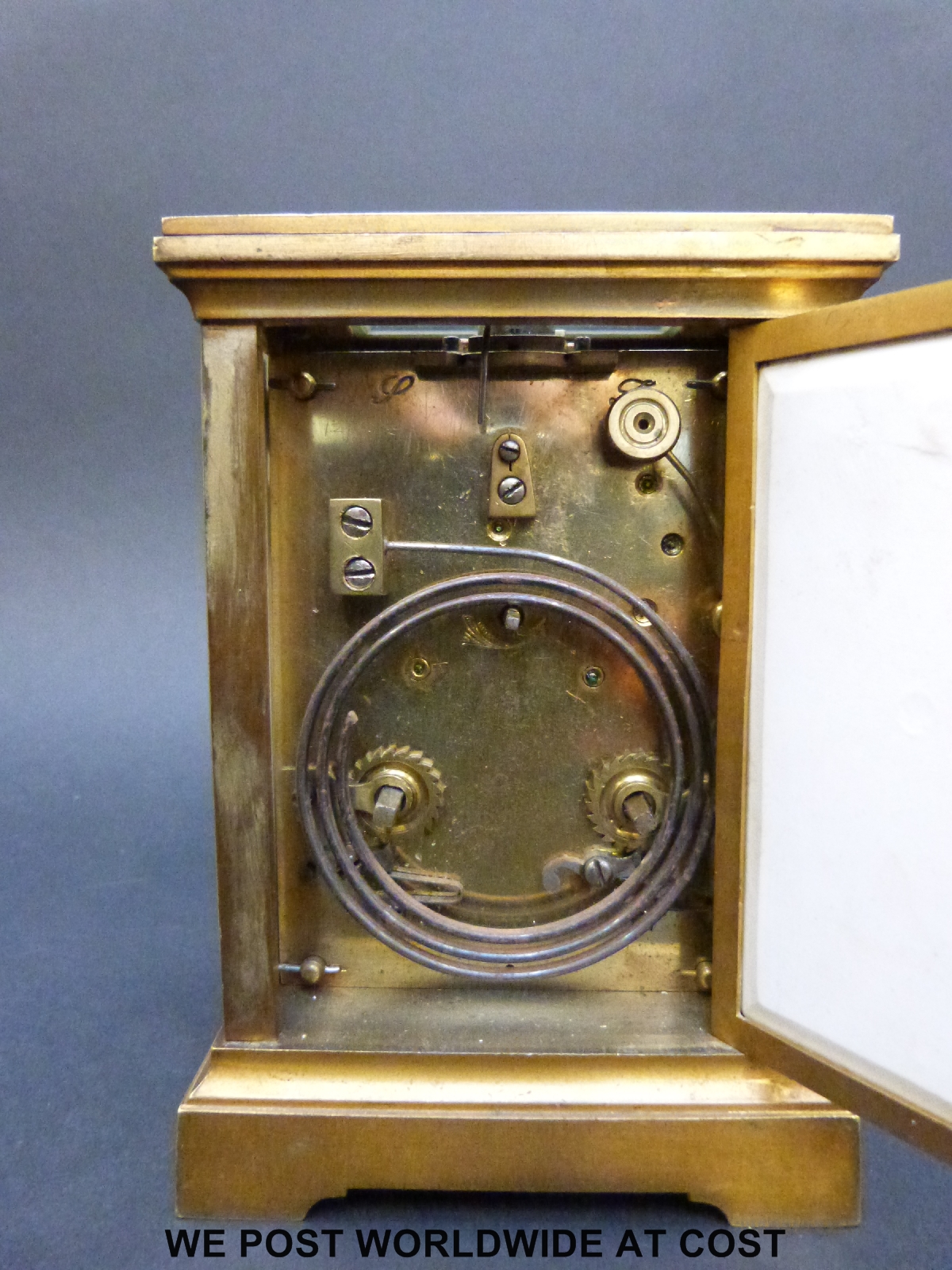 An 8-day carriage clock striking on a gong, with hourly repeat facility, - Image 6 of 7