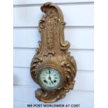 A French gilt metal wall clock in the piccolo style,