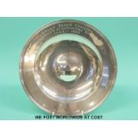 A modern hallmarked silver circular bowl with feature hallmarks,