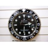 Rolex advertising clock black Submariner style with date,
