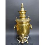 A Russian brass samovar converted to a lamp (56cm tall)