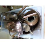 Copper ware to include coal scuttle, kettle,