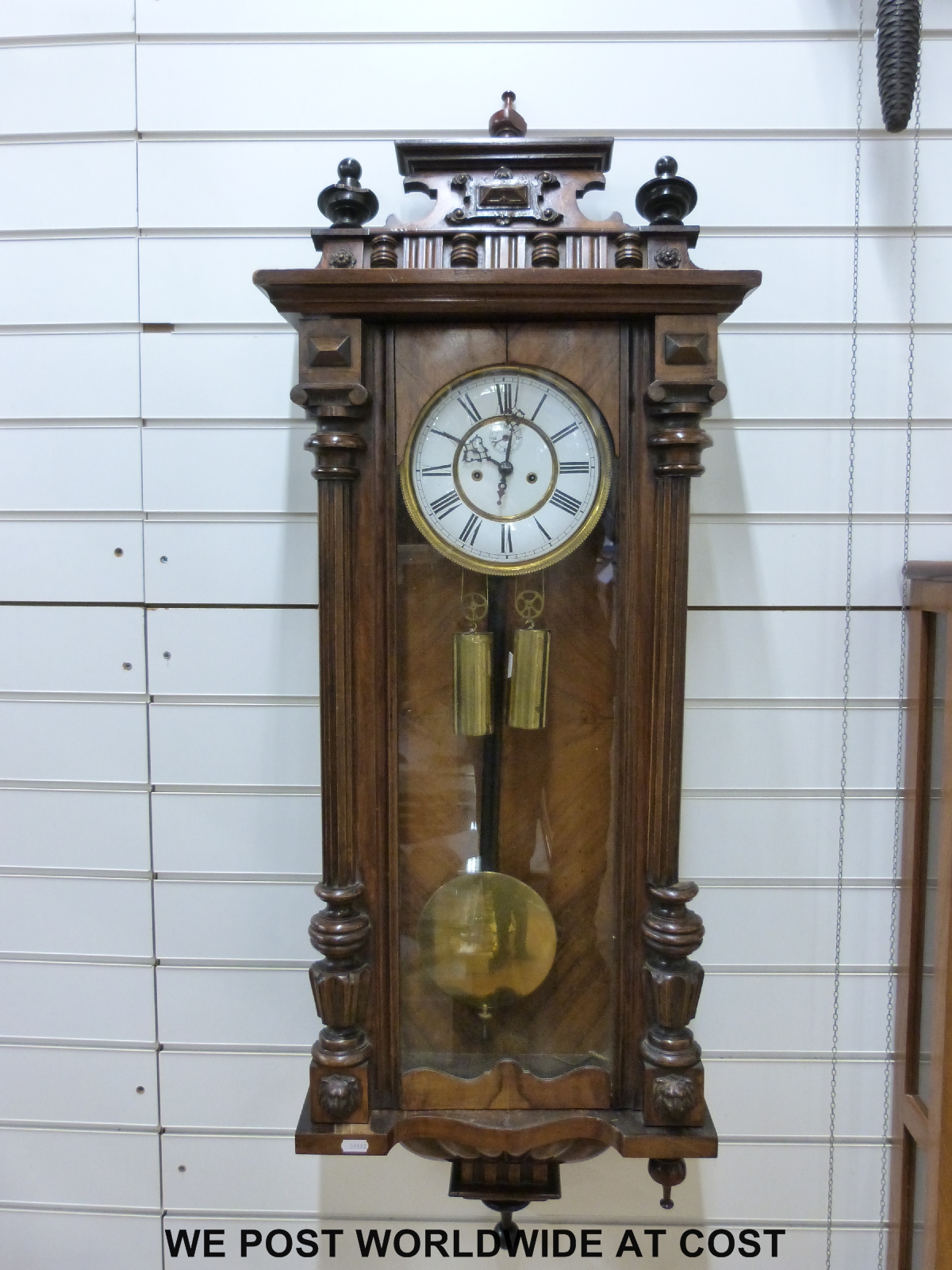 A mid to late 19thC Vienna regulator wall clock, - Image 2 of 2