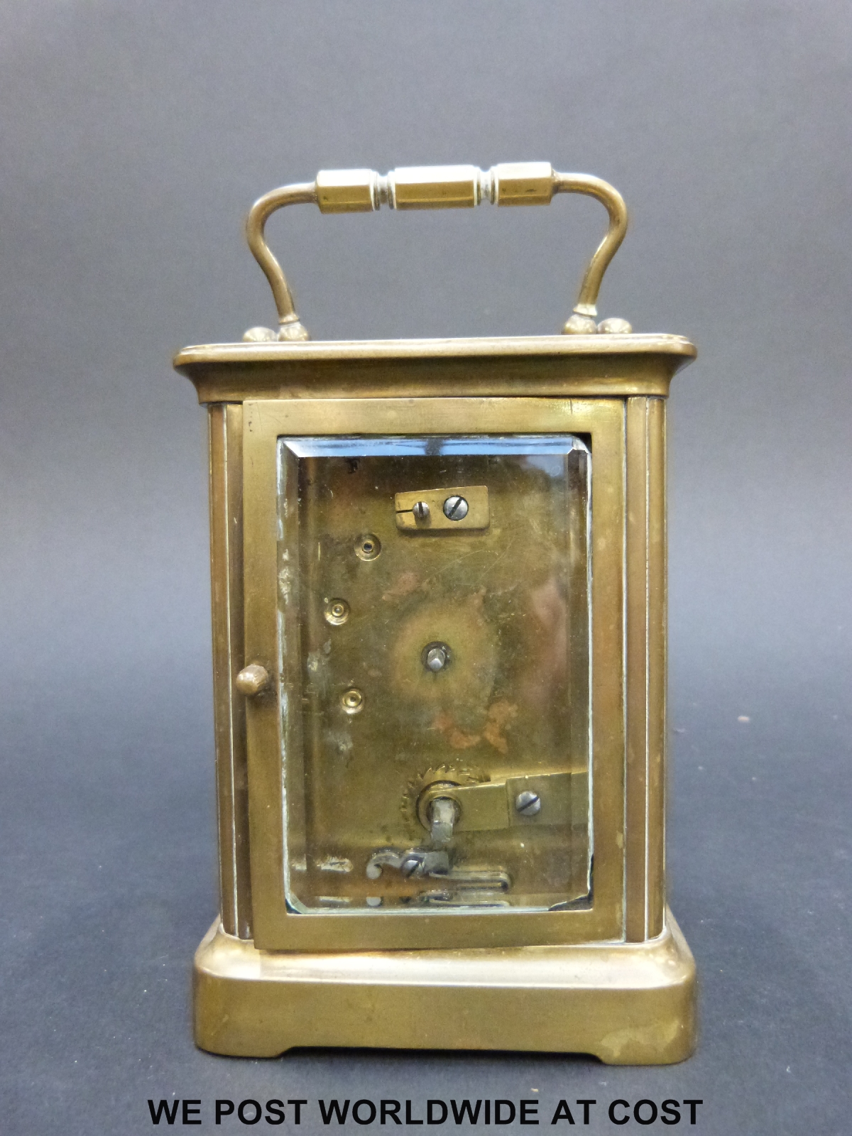 A brass carriage clock in corniche style case no. - Image 4 of 6