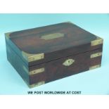 A 19thC rosewood travelling box,