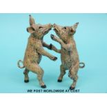 Austrian cold painted bronze whimsical study of two dancing pigs with Bergman Foundry mark to the