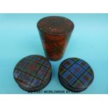 Two tartanware trinket or patch boxes,