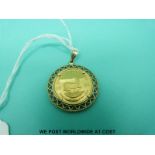 A 1/4 Krugerrand in 9ct gold pendant mount (10.