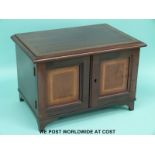 A mahogany inlaid five drawer coin collector's or specimen cabinet with label to base John Sharpe &