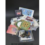 A quantity of UK brilliant uncirculated coin collection sets and sundry other coins