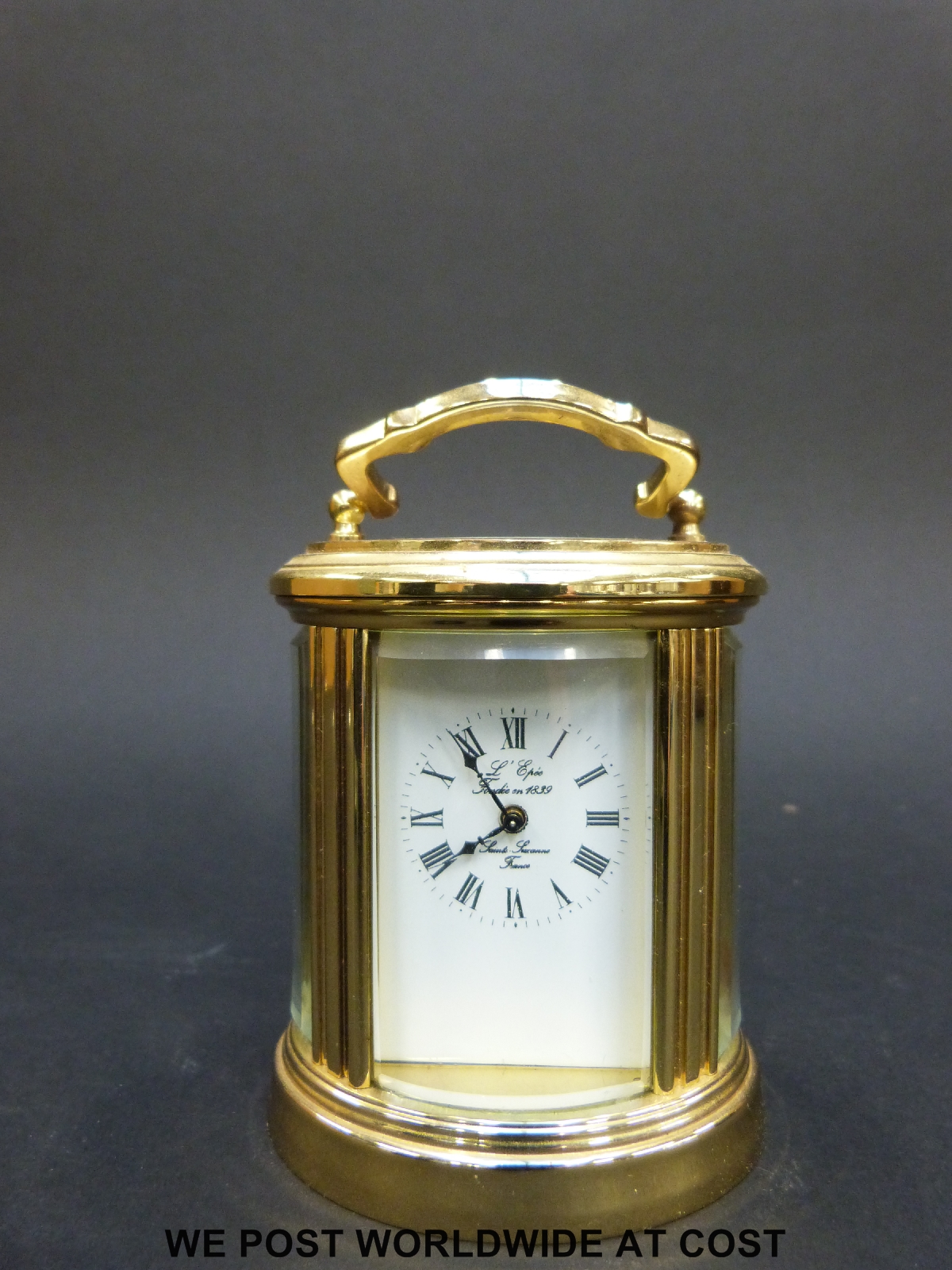 A L'Epee miniature French brass cased oval carriage clock in box, 7. - Image 2 of 8