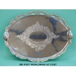 An oval two handled hallmarked silver tray, Sheffield 1901, maker James Dixon & Son,