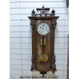 A mid to late 19thC Vienna regulator wall clock,