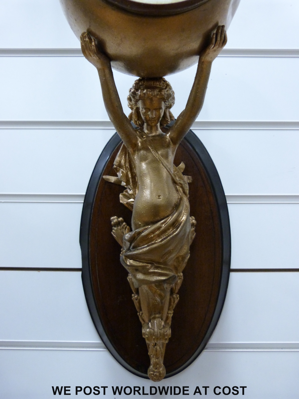 A 19thC wall sconce clock, supported by classical female spelter figure, - Image 3 of 3