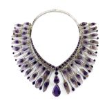 Amethyst and gold fringe necklace, designed by Vladimir Tretchikoff