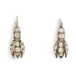 Pair of diamond pendant earrings, early 20th century