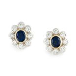 Pair of diamond and sapphire earrings