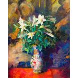 Louis van Heerden Still Life with St Joseph Lilies signed; signed on the reverse oil on canvas 119,5