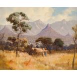 Willem Hermanus Coetzer Veld, Eastern Transvaal signed and dated 53 oil on canvas laid down on board