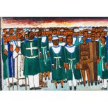 Alfred Thoba ZCC Congregation signed and dated 20-8-2015 on the reverse oil on canvas laid down