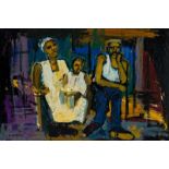 Ephraim Mojalefa Ngatane Family Group signed and dated '69 oil on board 49 by 74,5cm Bester, Rory (