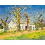 Gregoire Johannes Boonzaier Cape Farmhouse with Children and Chickens signed and dated 1942 oil on