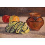 Jacob Hendrik Pierneef Still Life with Apples and Bananas signed and indistinctly dated oil on