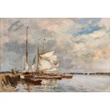 Edward Seago Yachts on the Thurne, Norfolk signed; inscribed with the title on the reverse oil on