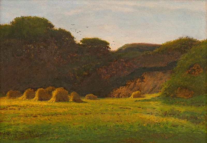 Joseph Knight Farmlands, a pair each signed, one dated 1899 and the other dated 1900 oil on card - Image 2 of 2