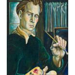 Eugene Labuschagne Self Portrait stamped with the artist's studio stamp oil on canvas laid down on