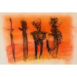 Cecil Edwin Frans Skotnes Four Figures signed pastel on paper 41,5 by 61cm