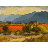 David Johannes Botha Landscape, Paarl authenticated by Jane Botha, the artist's wife, on the reverse