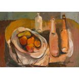 Cecil Edwin Frans Skotnes Still Life with Fruit and Bottles signed oil on panel 49 by 70cm