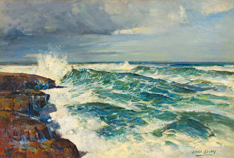 Errol Stephen Boyley Breaking Waves signed oil on board 68 by 100,5cm