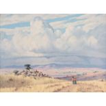 Willem Hermanus Coetzer Approaching a Village signed oil on canvas laid down on board 45 by 60cm