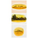 Hermann Niebuhr Composite Landscape, triptych each signed oil and varnish on canvas 45,5 by 60,