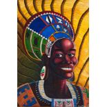 Trevor Makhoba Portrait of a Woman signed and dated 2000 oil on card 80,5 by 54,5cm Gallery MOMO,