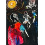 Nelson Makamo Children of the Night signed and inscribed with the title mixed media on paper 100