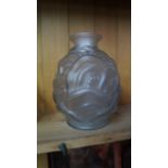 An Art Deco frosted glass vase, signed Charles Catteau; relief moulded mark to base, 22cm high,