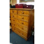 A Victorian satin birch chest of drawers, 113.5cm wide.