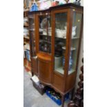 An Edwardian mahogany and inlaid display cabinet, with central concave and bow front section,