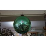 An old green witches ball, approx 27.5cm diameter.