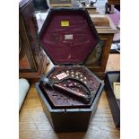 A 19th century rosewood hexagonal concertina, bearing label 'Butler, Manufacturer, Haymarket,