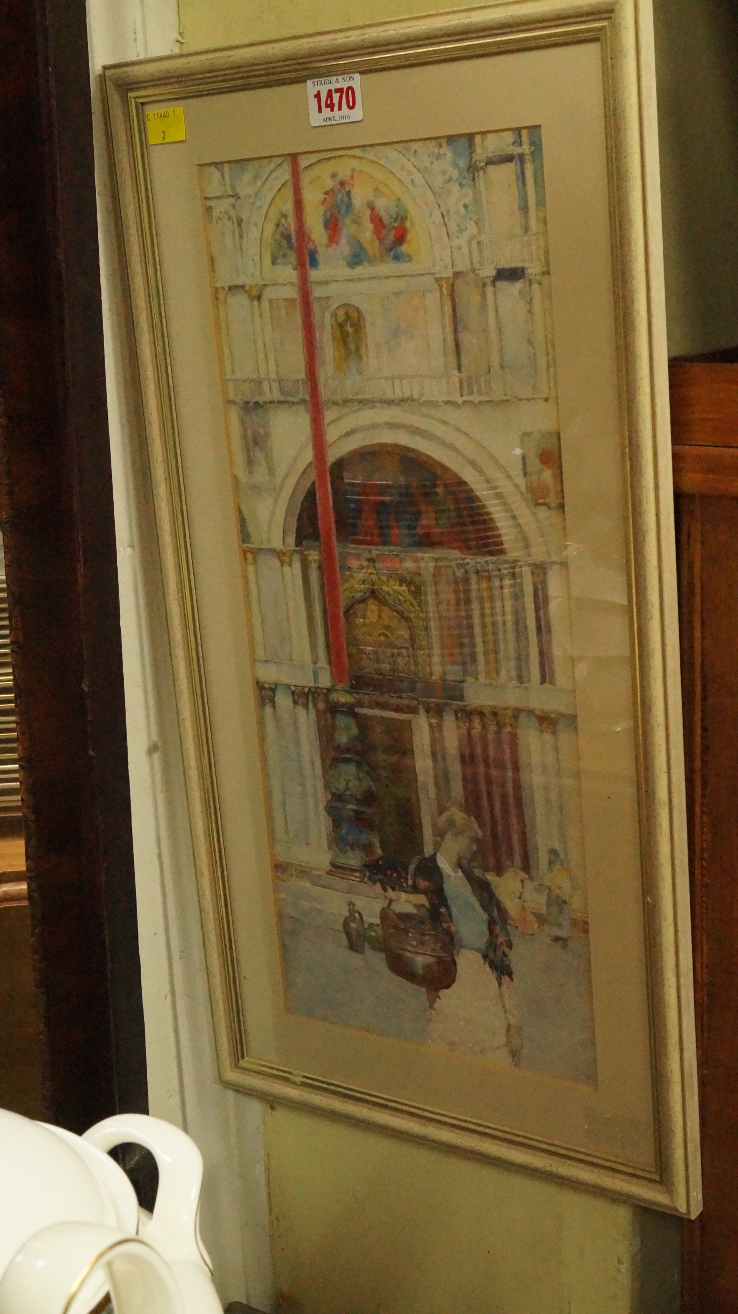 David Woodlock, 'St Mark's Square,Venice', signed, watercolour, 46.5 x 20cm. - Image 5 of 6